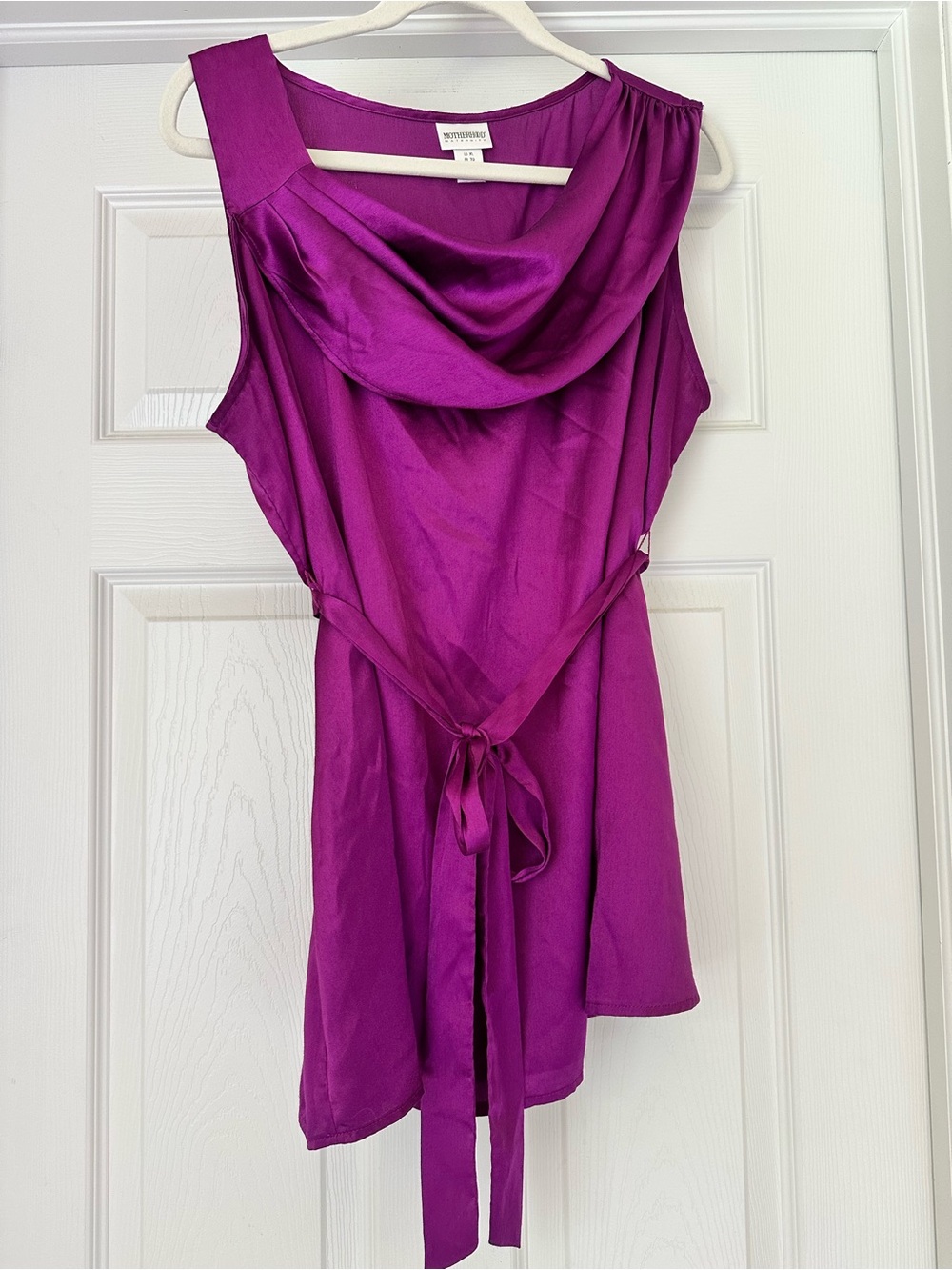 Motherhood Maternity Purple Cowl Neck Tie Waist Sleeveless Blouse XL